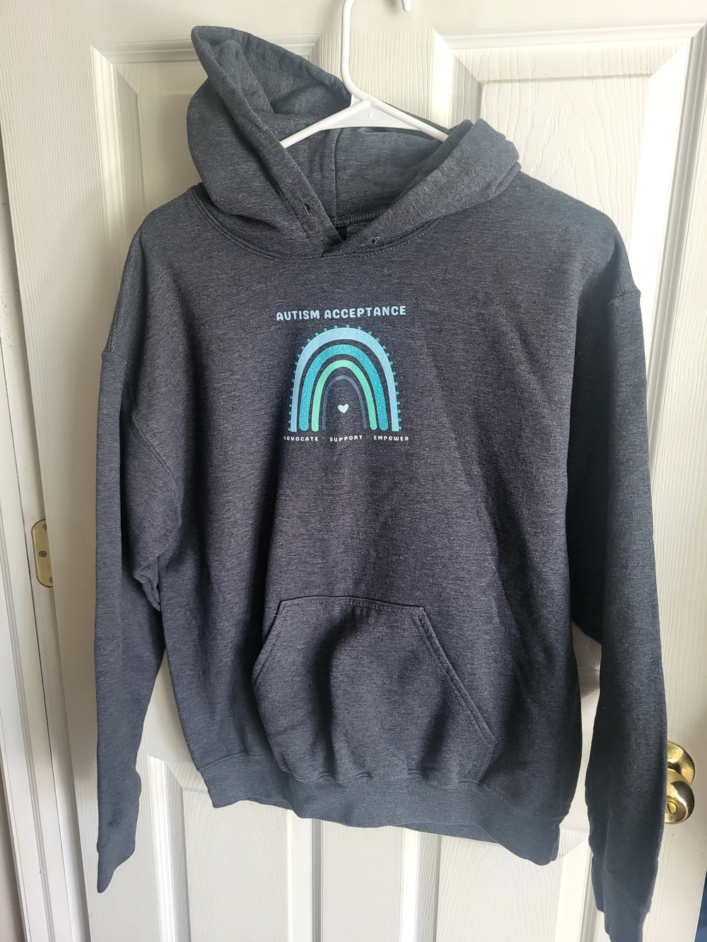 Gildan Dark Gray Hoodie with Teal Autism Acceptance Graphic